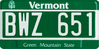 VT license plate BWZ651