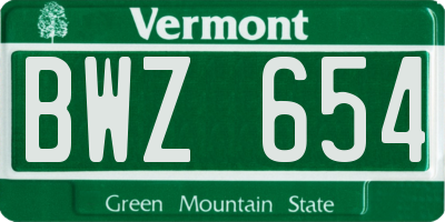VT license plate BWZ654