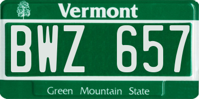 VT license plate BWZ657