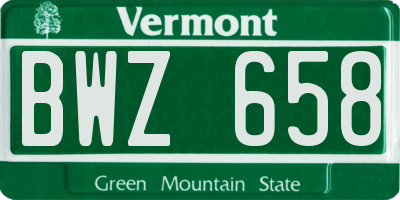 VT license plate BWZ658
