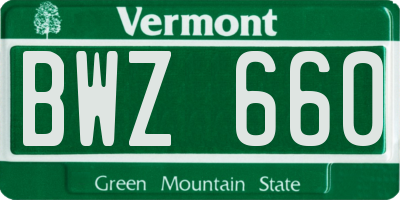 VT license plate BWZ660