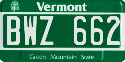 VT license plate BWZ662