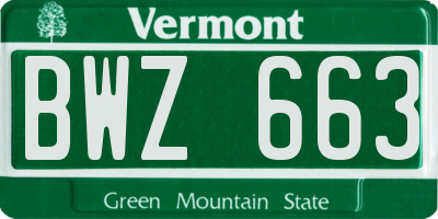 VT license plate BWZ663
