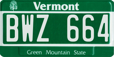 VT license plate BWZ664