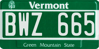 VT license plate BWZ665
