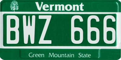 VT license plate BWZ666