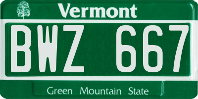 VT license plate BWZ667