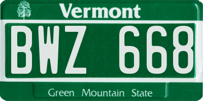 VT license plate BWZ668