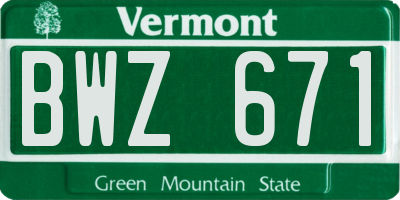 VT license plate BWZ671