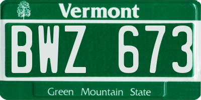 VT license plate BWZ673