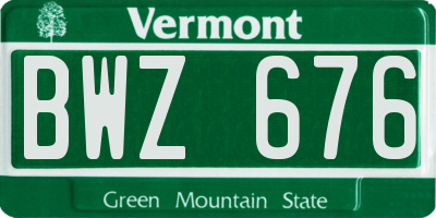 VT license plate BWZ676