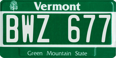 VT license plate BWZ677
