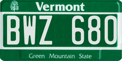 VT license plate BWZ680