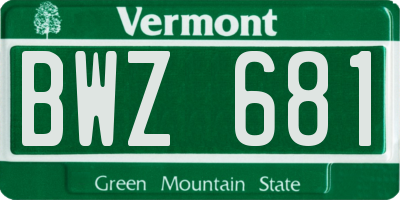 VT license plate BWZ681