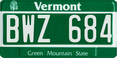 VT license plate BWZ684