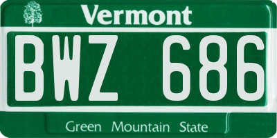 VT license plate BWZ686