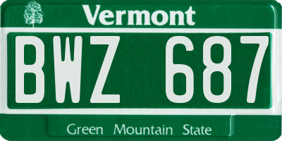VT license plate BWZ687