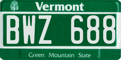 VT license plate BWZ688