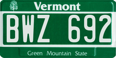 VT license plate BWZ692