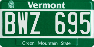 VT license plate BWZ695