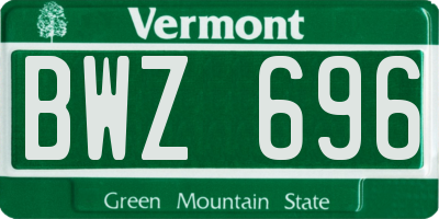 VT license plate BWZ696