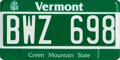 VT license plate BWZ698