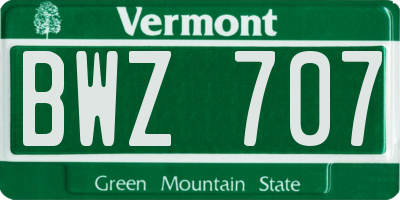 VT license plate BWZ707