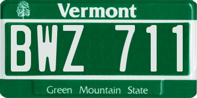 VT license plate BWZ711