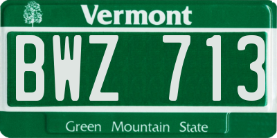 VT license plate BWZ713