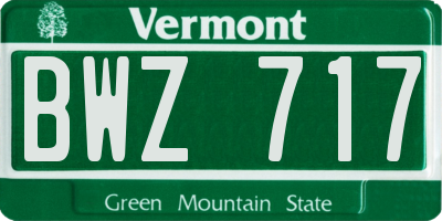 VT license plate BWZ717