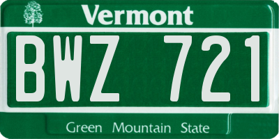 VT license plate BWZ721