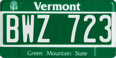 VT license plate BWZ723