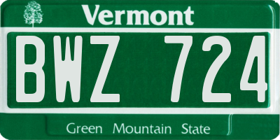 VT license plate BWZ724