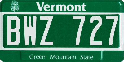 VT license plate BWZ727