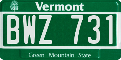 VT license plate BWZ731