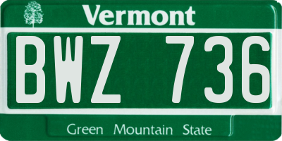 VT license plate BWZ736