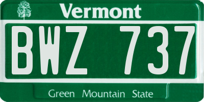 VT license plate BWZ737
