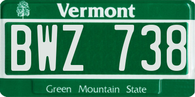 VT license plate BWZ738
