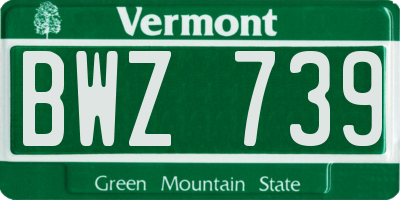 VT license plate BWZ739