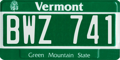 VT license plate BWZ741