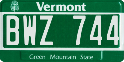 VT license plate BWZ744