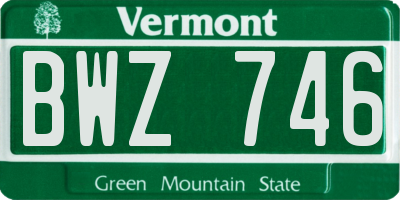 VT license plate BWZ746