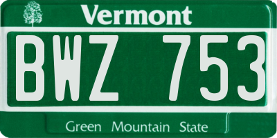 VT license plate BWZ753