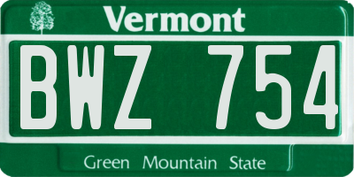 VT license plate BWZ754