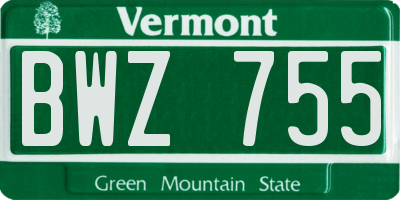 VT license plate BWZ755