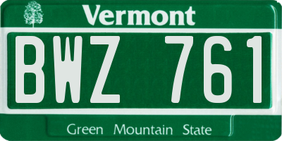 VT license plate BWZ761