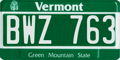 VT license plate BWZ763