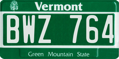 VT license plate BWZ764