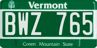 VT license plate BWZ765