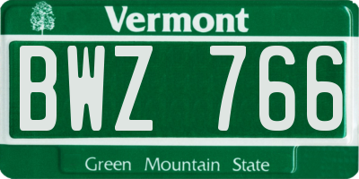 VT license plate BWZ766